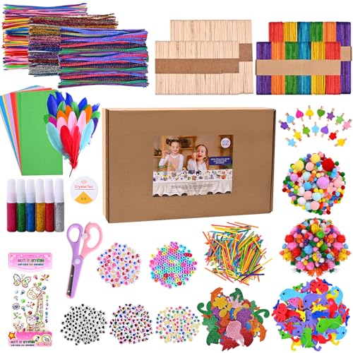 EZKITS4KIDZ DIY Arts and Crafts Kit -1200+ Pieces Craft Supplies