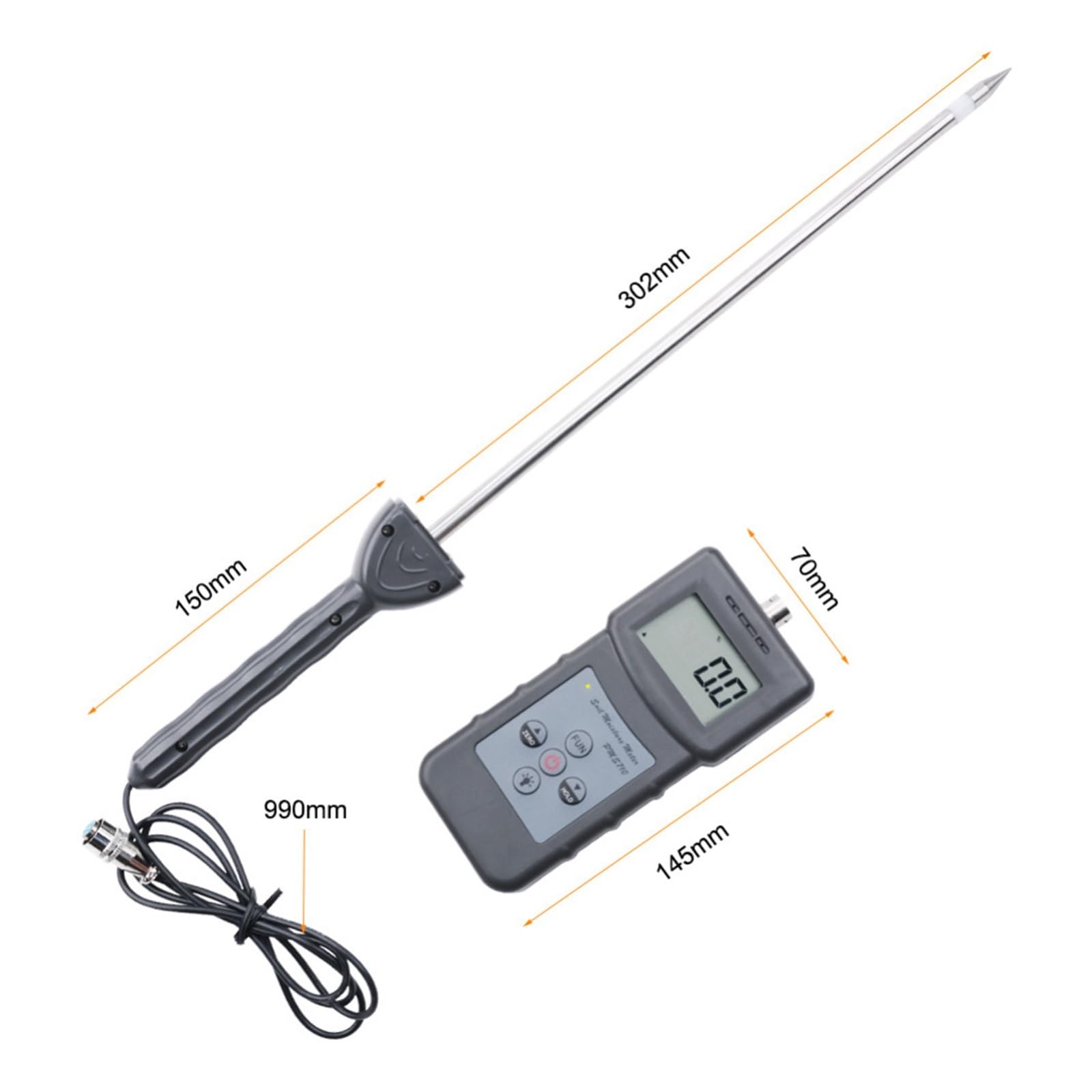 Medidor de humedad de madera Sonda de medidor de humedad del suelo Digital portátil PMS710 Analizador de humedad del suelo for hormigón,de río, suelo, polvo de yeso con pantalla retroiluminada en colo