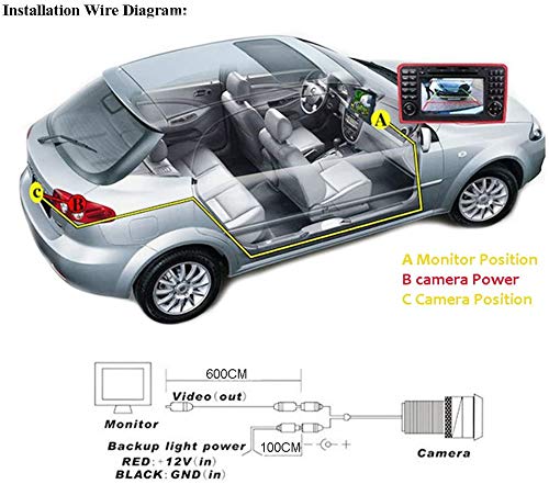 CAMECHO RCA DC Power Audio Video AV Extension Cable for Car Tuck Bus Trailer Reverse Parking System (10 Meters)