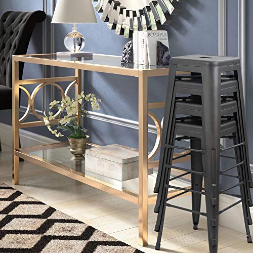 Image of Devoko Metal Bar Stools 30 inch Indoor Outdoor Stackable Barstools Modern Style Industrial Vintage Counter Bar Stools Set of 4 (30 inch, Gray)