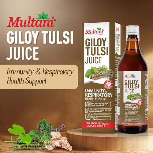 Image of Multani Giloy Tulsi Ayurvedic Juice 1L | For Immunity Booster | Supports Respiratory Health & Digestion | With Ayurvedic Ingredients Giloy, Tulsi & Sunthi | No Artificial Flavour & Colour