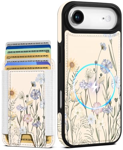 Joli étui iPhone Air Shorogyt en cuir avec porte-cartes Magsafe amovible, cadeau idéal