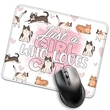 Xipromi Just A Girl Who Loves Cats Mouse Pad, Cute Cat Desk Mat, Cartoon Cat Work Place Mousepad, Kawaii Cats Travel Mousepad Gifts for Cat Lover Coworker Cat Mom Cat Owne BFF Women
