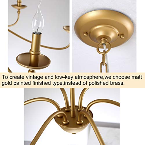Seol SLP1902GD Light 36 Inch Dia Classic Candelabra Style Large Farmhouse Chandeliers Dining Room Light Fixture Ceiling Hanging Pendant 6 Light 240W Antique Gold Painted Finish Indoor thumb #5