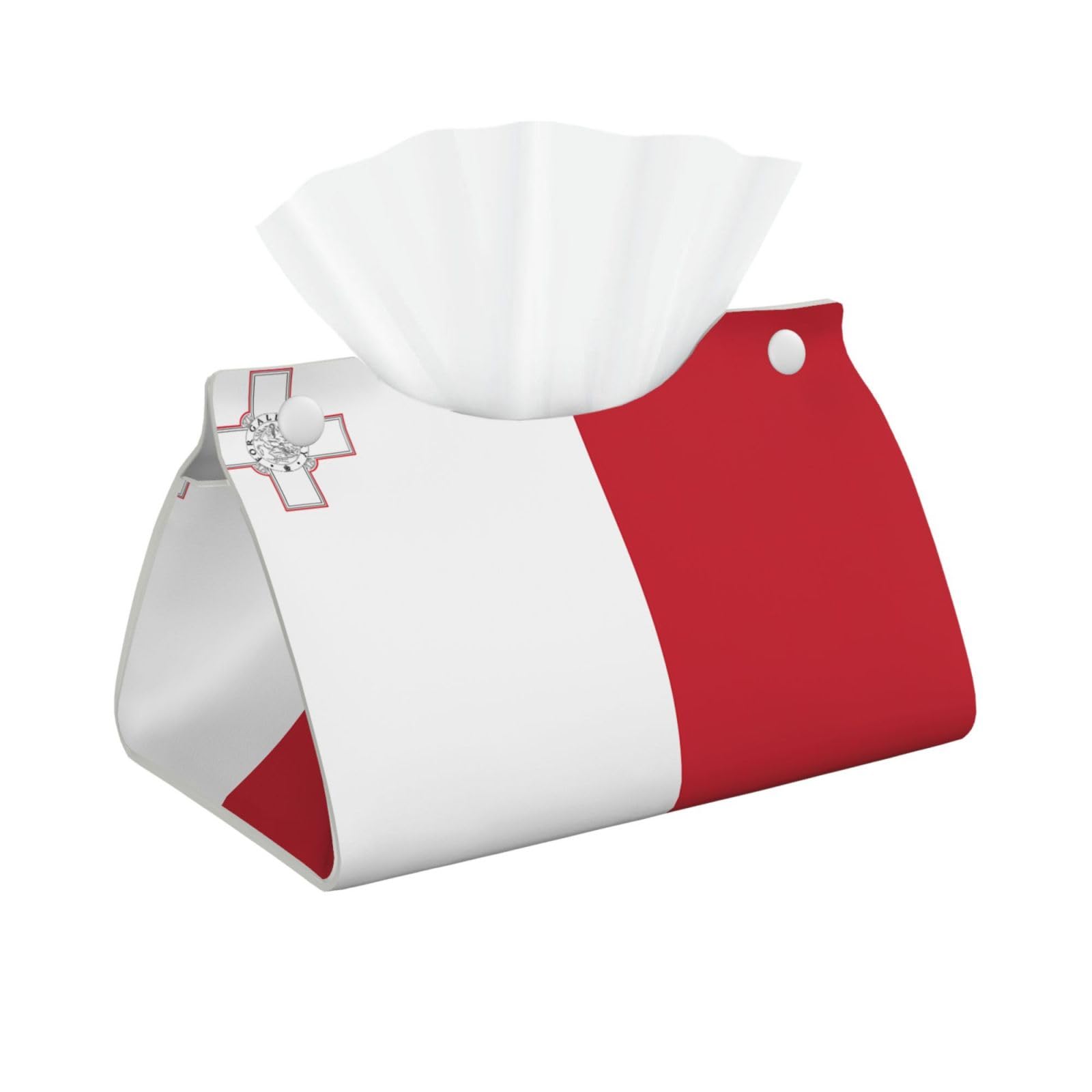 Flag of Malta Long Leather Tissue Box Cover-Waterproof PU Leather Tissue Holder for Bathroom, Decorative Rectangular Tissue Case
