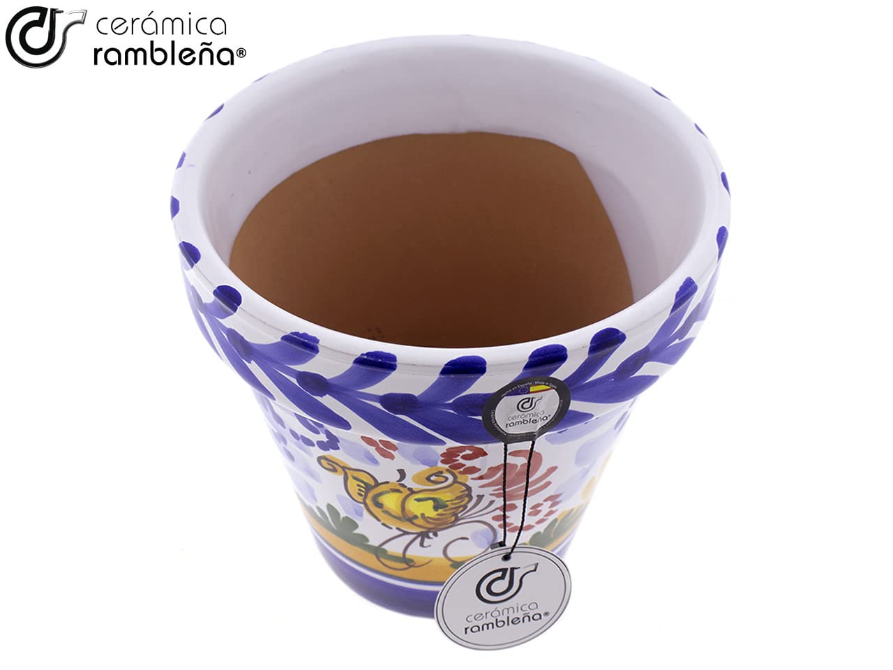 Ceramika RAMBLEANIA | Doniczki z czerwonego błota | Dekoracyjne doniczki | Doniczki ceramiczne | Doniczki na zewnątrz | Udekorowane Monteria - D112 | 100% Ręcznie wykonana dekoracja | 35 x 35 x 35 cm