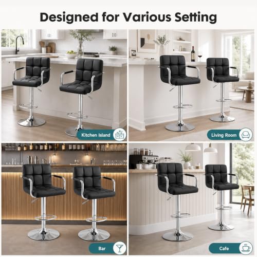 OLIXIS Swivel Bar Stools Set of 4, PU Leather Counter Height Stool with Arm by OLIXIS - Used condition - Image 6