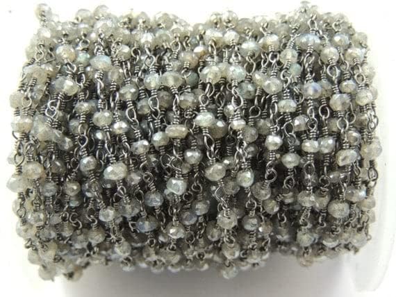 Chaîne labradorite argent perles enroulées pour création de bijoux raffinés - 3