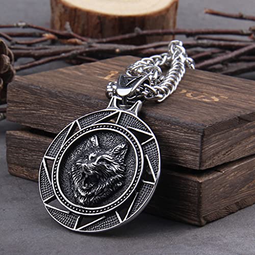 Bijoux loup celtique viking anti-noircissement avec chaîne robuste
