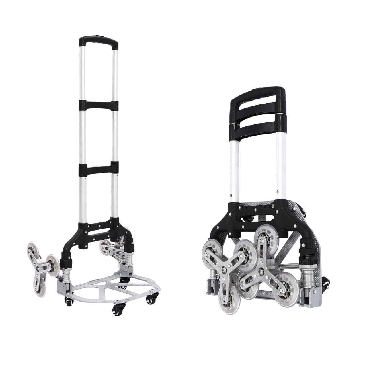 Carrello pieghevole per scale professionale, in alluminio, 6 ruote con tirante regolabile e borsa in tessuto
