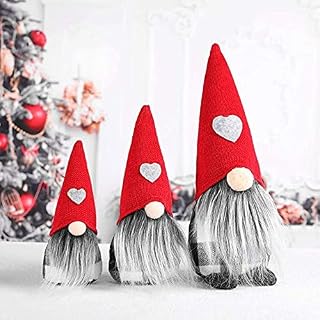 LINGSFIRE Christmas Gnome, 3pcs Swedish Gnome Plush Handmade Scandinavian Christmas Gnome Faceless Doll Toy, Christmas Santa Home Decoration, Plush Elf Toy, Home Decor Kids Xmas Ornament Party Gift
