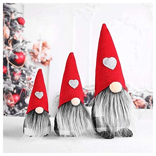 LINGSFIRE Julgarn, 3st Svensk Gnome Plysch Handgjord Skandinavisk Jul Gnome Ansiktslös Doll Toy, Christmas Santa Home Decoration, Plysch Elf Toy, heminredning Kids Xmas Ornament Party Gift