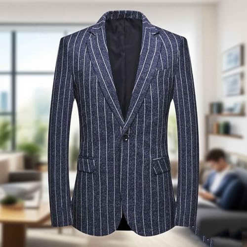 Men’s Striped Sport Coat Slim Fit Pinstripe Blazer Suit Jacket for Men, Business Casual One Button Formal Dress Coats2