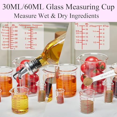Image of Ackers BORO3.3 Glass Measuring Cup Set, Beaker Style, 7-Piece