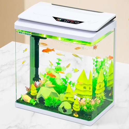 Wedoelsim 3 Gallon Fish Tank Starter Kit with 7-Color LED, Filter & Oxygenation System – High-Clarity Betta & Goldfish Aquarium