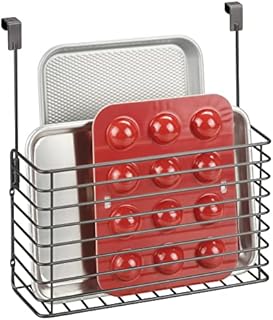 mDesign Over The Cupboard Hanging Storage Baskets  Metal Bakeware Organiser and Cutting Board Holder  Excellent Kitchen Storage Solution  Graphite