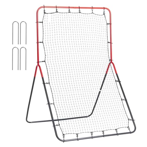 UXALoH6 Soccer Rebounder Net Baseball Softball Rebounder Net 3x4.5ft Pitch Back Training Aid Adjustable Angle 3-Way Practice Tool