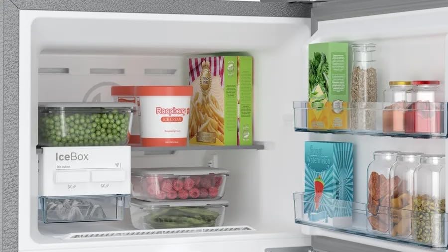 Image of Bosch 243L, 3-Star, Inverter Frost free Double Door Refrigerator (2025 Model, CTC27K031I, 6-in-1 Convertible, 18 Hours Cooling Retention, Digital Display, Super Freeze, 80min Convert, Shiny Silver)