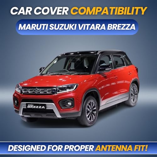 Image of Car Cover for Maruti Suzuki Vitara Brezza 2016-2021 | 100% Waterproof Heavy-Duty 3-Layer Car Body Cover | All-Weather Rain, UV, Sun & Dust Protection | Custom Fit | Antenna Pocket | Navy Blue