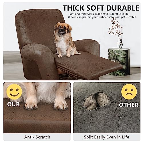 Image of ANARACHON Leather Look Oversize Recliner Chair Covers, Thick 4 Pieces Recliner Covers for Recliner Chair, Leather Cover for Recliner Slipcovers for Pets Kids(X-Large, Brown)