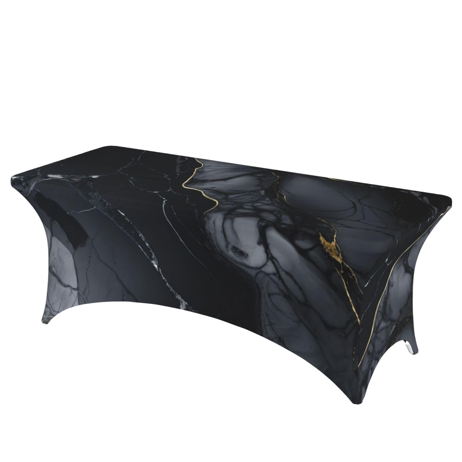 AYYQWE Black Marble Print Elastic Rectangular Tablecloth For Banquet Outdoor Picnics Office Table Cover