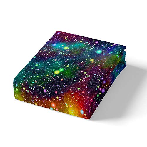 Homewish Galaxy Bed Sheets Queen Size Colorful Starry Sky Bed Sheet Set 4Pcs Outer Space Sheet Set With Deep Pocket Fitted Sheet + Flat Sheet + 2 Pillowcases Microfiber Bedding #TOP1
