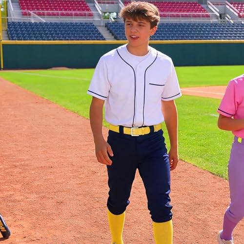 Image of VONMELLI Youth Baseball Belt and Socks Combo, Elastic Softball Belts and Socks for Boys and Adult (2 Pairs of Socks & 1 Belt)