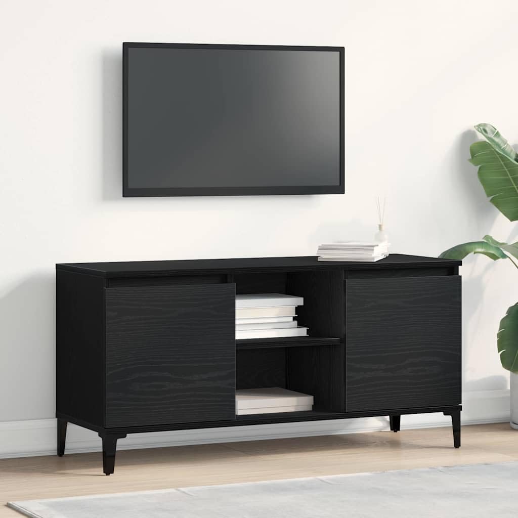vidaXL Gabinete de TV 102 x 35 x 50 cm Roble Negro | Mucho espacio para tus cosas, Un look minimalista que queda genial en cualquier cuarto,