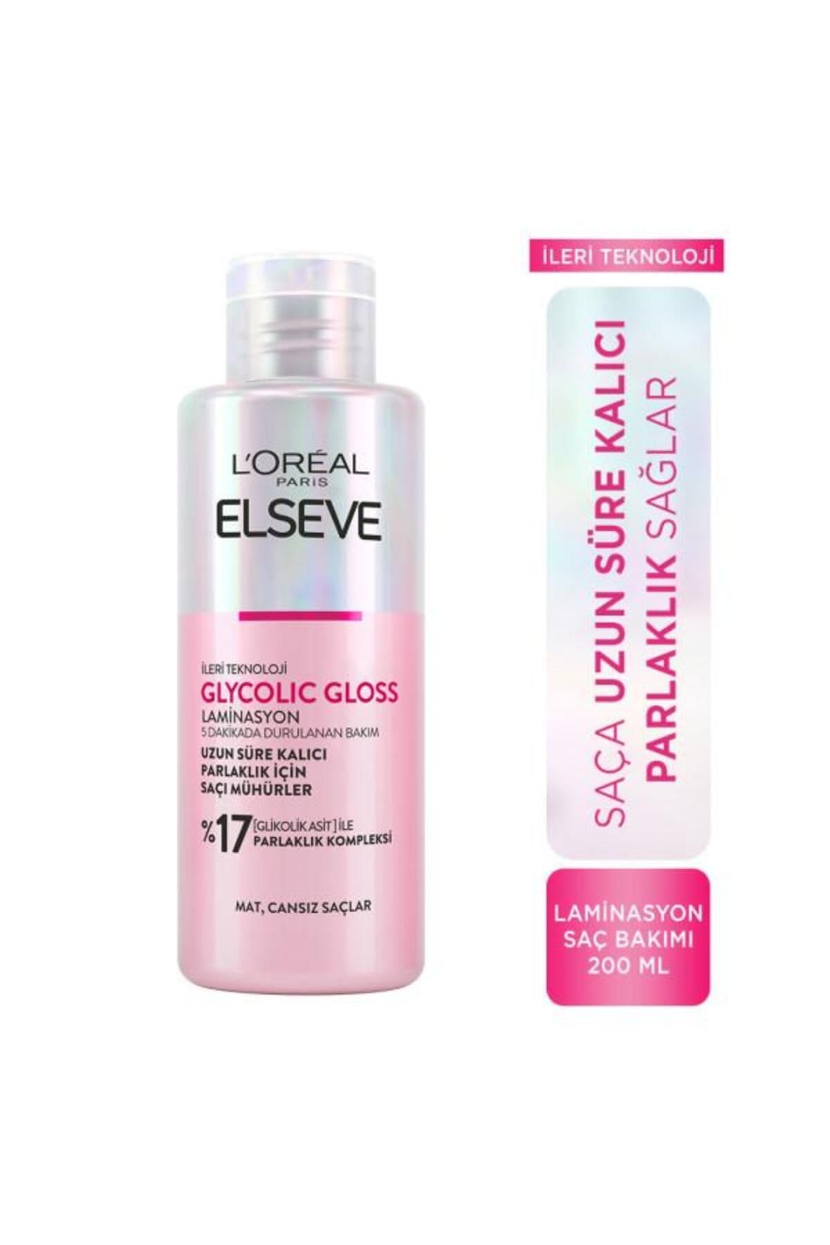 L'Oreal Paris Elseve Glycolic Gloss Parlaklığı Saça Mühürleyen Laminasyon 5 Dakikada Durulanan Bakım 200 ml