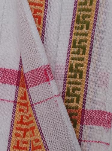 Image of Handloom Cotton Traditional God Towel | Gamcha /Angocha Towel | Fast Absorbing Bath Towels for Men, Women & Kids | Perfect for Everyday Use |Pack of 2 | Size 58 x 165 cm | White