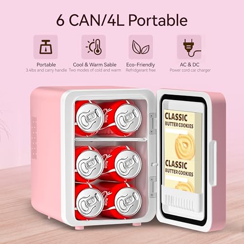MAXEVE Skincare Fridge With Dimmable LED Mirror, 4L Makeup Mini Fridge の商品画像 1