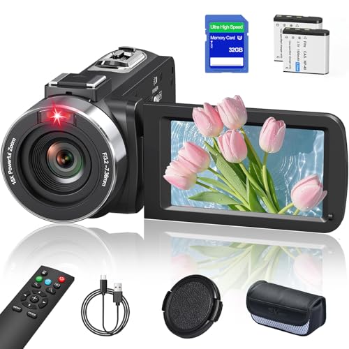 Delmodes Caméscope 8K 64MP Caméra Vidéo Zoom Numérique 18X WiFi Caméra pour Youtube, Écran Tactile UHD 3 Pouces IR Vision Nocturne VloggingCaméra avec...