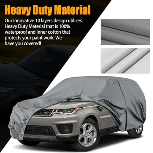 Image of Waterproof Premium Car Covers Replace for 2013-2025 Land Rover Range Rover Sport, 10 Layers Heavy Duty All Weather Car Cover with Zipper Door, Windproof Bands for Snow Rain Dust Protection