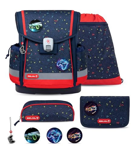 Belmil Classy Plus Schulranzen Set 5-teilig mit Brustgurt (405-78/AG/S) (Gamer)