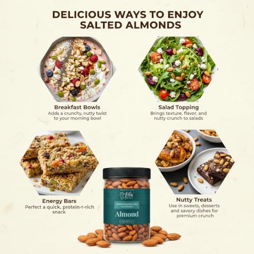 Image of LILA DRY FRUITS Roasted Almonds 100 gms Himalayan Pink Salt Flavour | Crunchy Salted Badam Snack Protein Rich Roasted Nuts | Badaam Healthy Evening Snack for Daily Snacking Perfect for Gifting