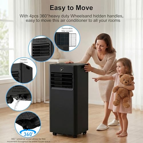 Image of AKIRES Portable Air Conditioners,6,000 BTU Air Conditioner for Bedroom with Remote Control,Portable AC Unit With Fan & Dehumidifier,Cools Up To 300 Sq.Ft For Large Room With 24H Timer And Sleep Mode