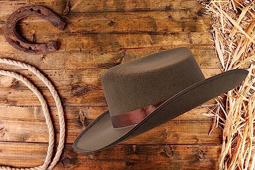 Image of The Dreidel Company Cowboy Felt Western Hat, 22 inch Circumference Dress Up Costume Clothes for Kids, Pretend Play, Party Favors