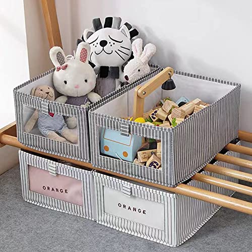 Ruibolu Foldable Rectangle Storage Baskets For Organizing Closet Decorative Storage Bins Nursery Home Shelves Office Gift Baskets Organizational Baskets For Baby Toy (White Stripes - 2 Pack) #TOP4