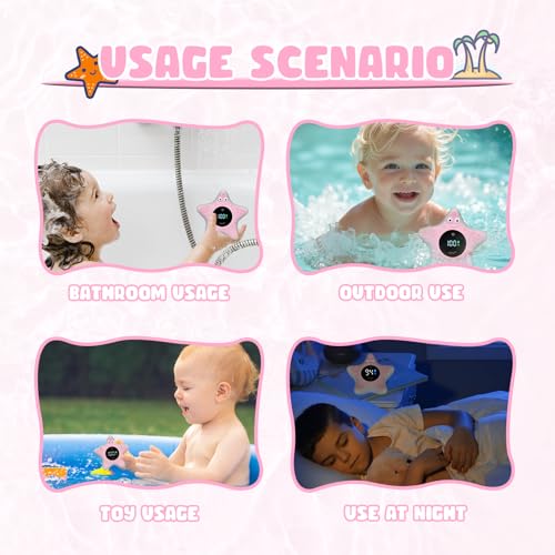 Image of Baby Bath Thermometer - Digital Floating Water Thermometer with LED Display & Color Temperature Alerts, Rechargeable Bath Toy for Infant Bathtub Safety, Newborn Bath Essentials Gift