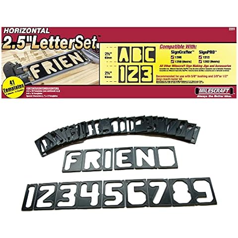 Milescraft 2201 Horizontal Character Template Set 2.5in (41 Piece) Router Template Set for Sign Making Cover