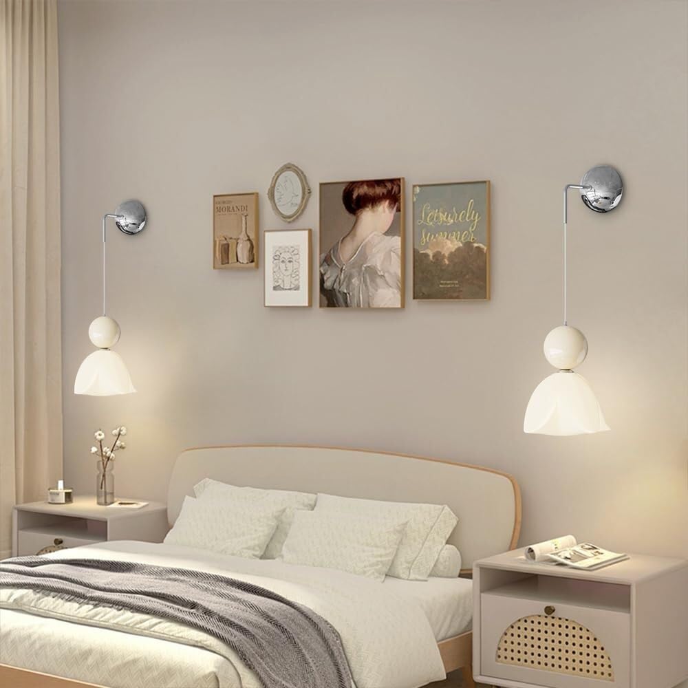 Generico Nowoczesna lampa ścienna do wnętrz LED Akrylowy kwiat lampka nocna do sypialni Nordic Nordic lampka nocna zagłówek salon (biały A)