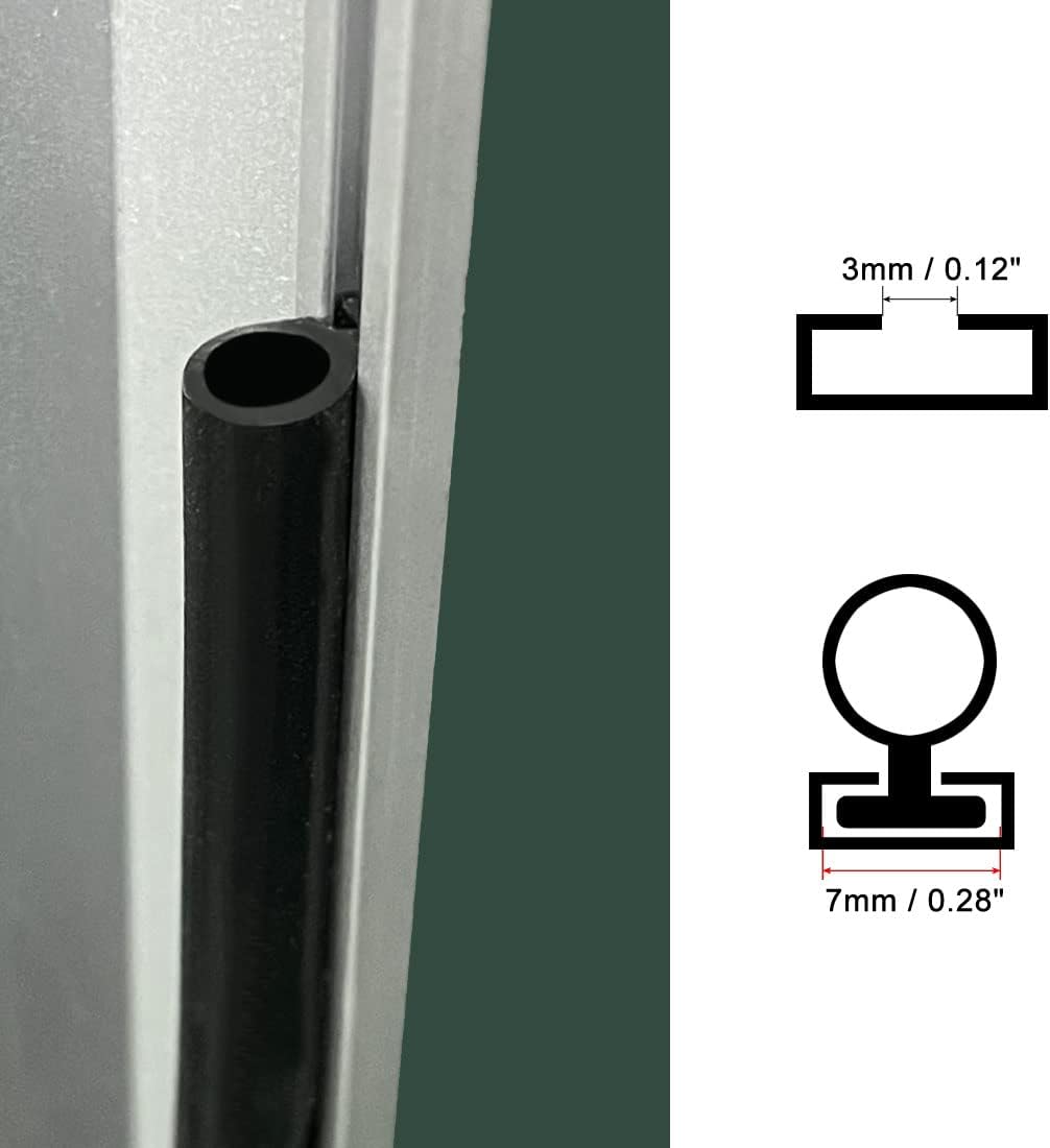 uxcell T-Slot Mount Window Weatherstrip Seal 7mm Bulb Bubble for 6mm Slot 1 Meter Long Black