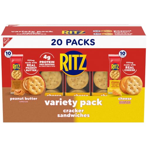 30% coupon - RITZ Peanut Butter and Cheese Sandwich Crackers Variety Pack, 20 Snack Packs