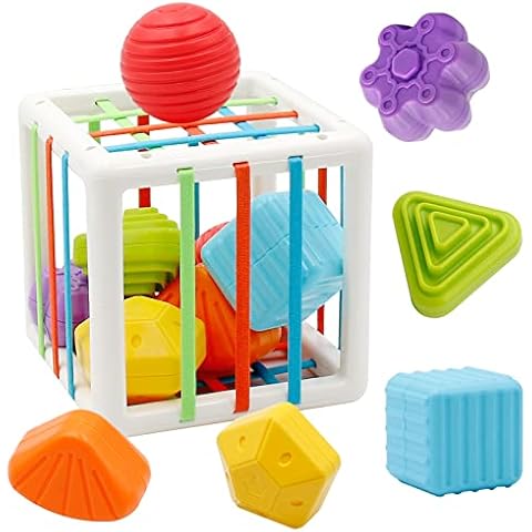 Gifts for Toddlers 1 2 3 Year Old Boys Girls, Baby Shape Sorter Toys for 6 Months Plus, Montessori Sensory Toys, for Baby Birthday, Christmas, Halloween Skills Developmental Gifts(7 PCS) Cover