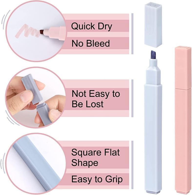 Image of 6Pcs Aesthetic Cute Highlighters, Bible Pastel markers and Pens, No-Bleed School Supplies and Office Journal DIY Home birthday return gifts for kids (Two Side Highlighters Pen) (6Pcs)
