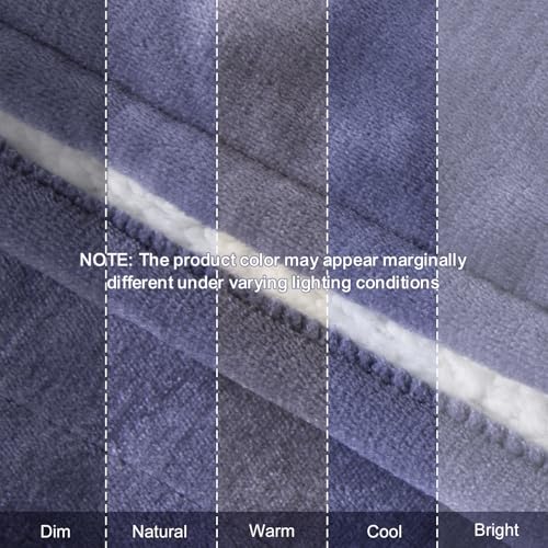 Heated Blanket Throw 50" x 60" - Soft Flannel Sherpa Electric Blanket Throw with 5 Heating Levels & 4 Hours Auto Off, Machine Washable, Ideal Gift for Grandma (Purple)