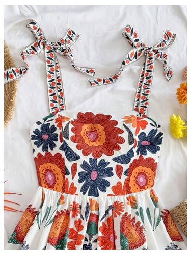 Image of Floerns Women's Summer Floral Print Tie Shoulder Cami Dress Flare Hem Boho Mini Dress