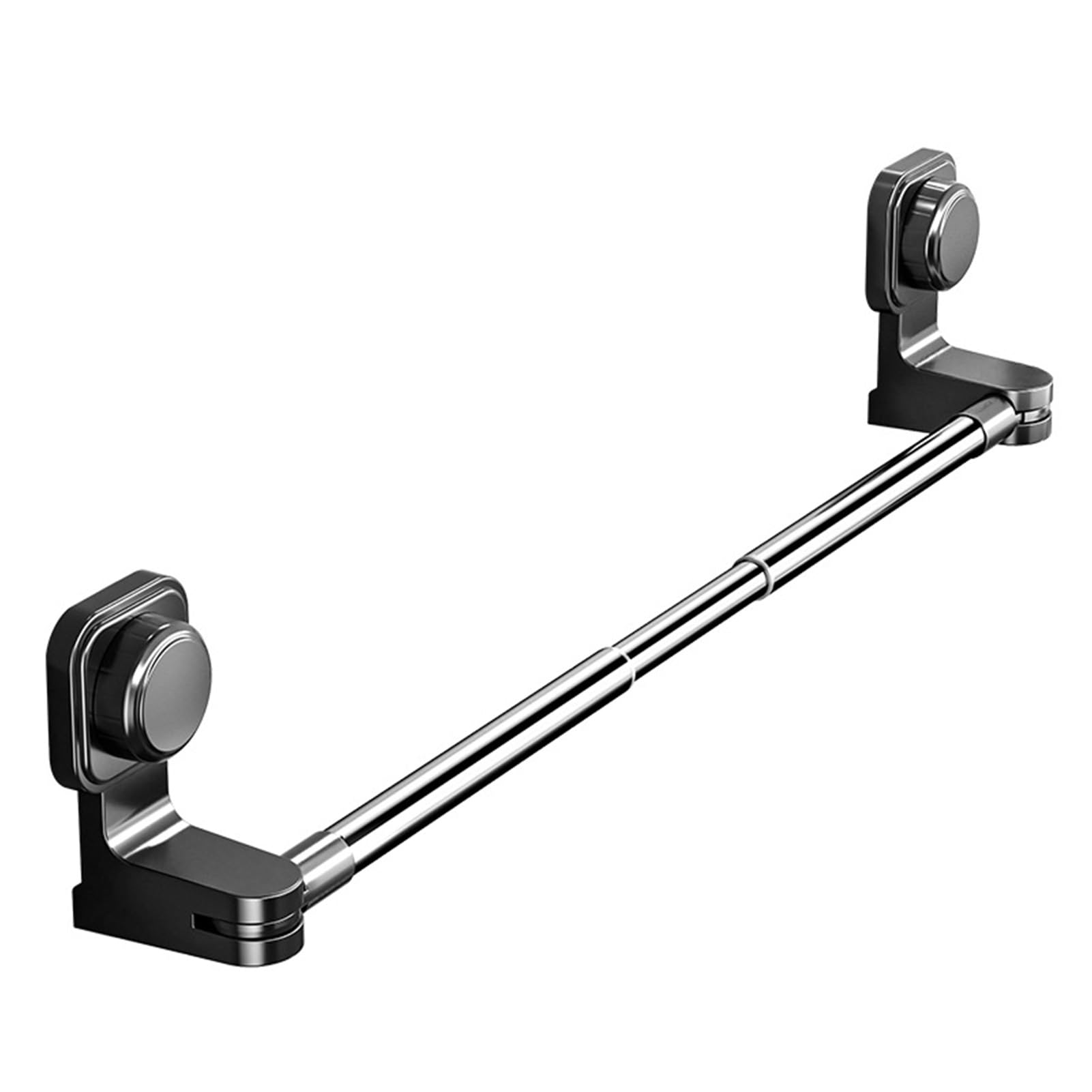 Towel Rail Scalable Vacuum Suction Holder Bath Bar Sucker Hook No Drilling Wall Mounted Rack Reusable(Black,30-60cm)