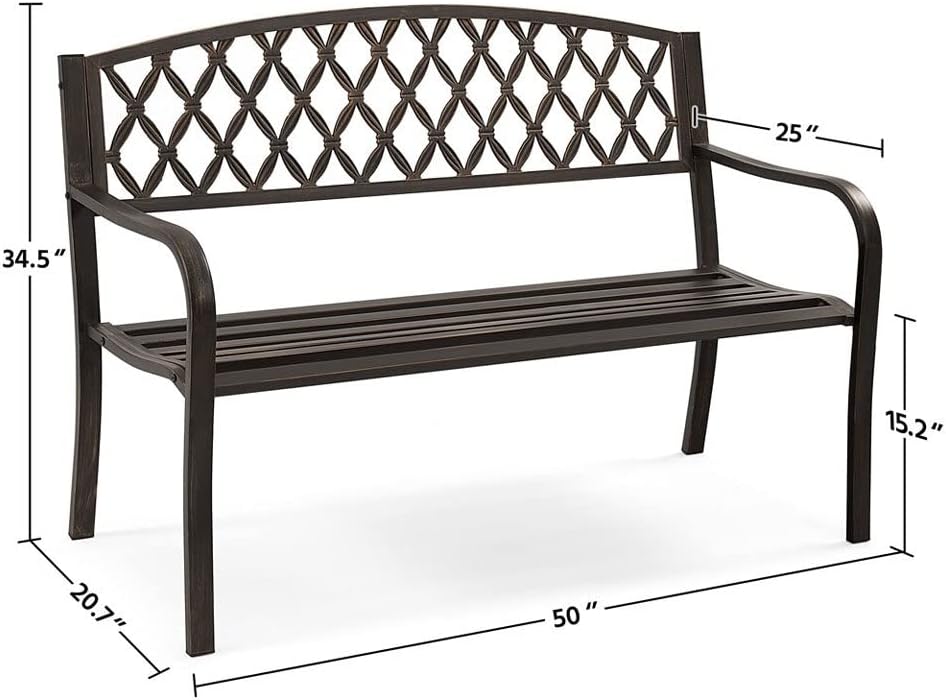 Patio Benches for Outdoors Nordic Retro Outdoor Metal Garden Bench Hollow Mesh Decorative Suitable for Courtyard Balcony Terrace Garden Benches for Outdoors