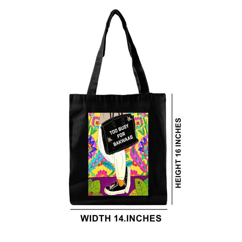 Image of Large Canvas Tote Bag with Zip | Women's Printed 15kg Eco-Friendly Carry Bag